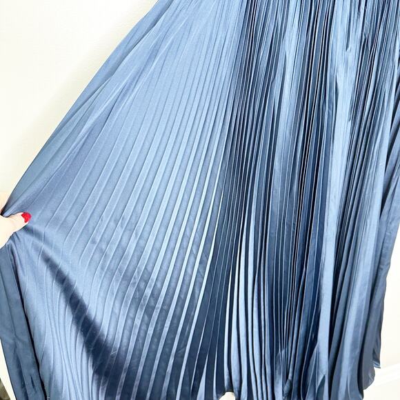 Mac Duggal 49638 Dark Blue Pleated Caplet Tea Length Dress $498 - Picture 5 of 9